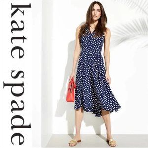 Kate Spade Cloud Dot Sleeveless High/Low Midi Dress LIKE NEW